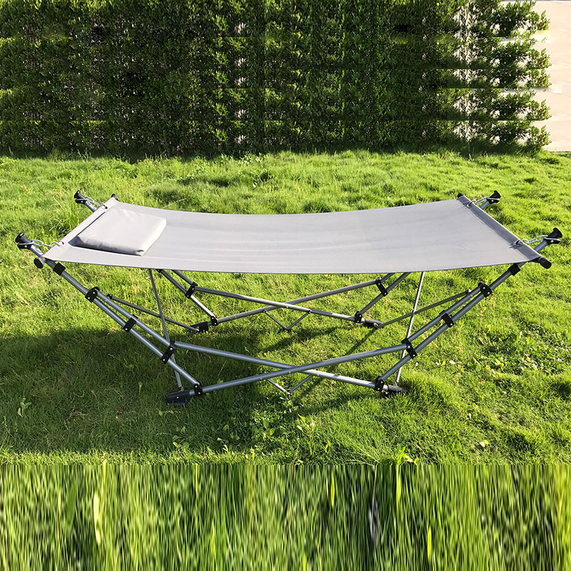 Kannettava taitettava riippumatto Lounge Camping Bed teräsrunko jalusta w/kantolaukku sininen